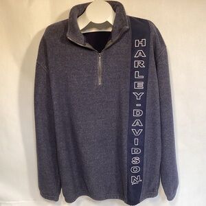 Vintage Harley-Davidson men’s Blue 1/4 zip Fleece Pullover jacket size XL